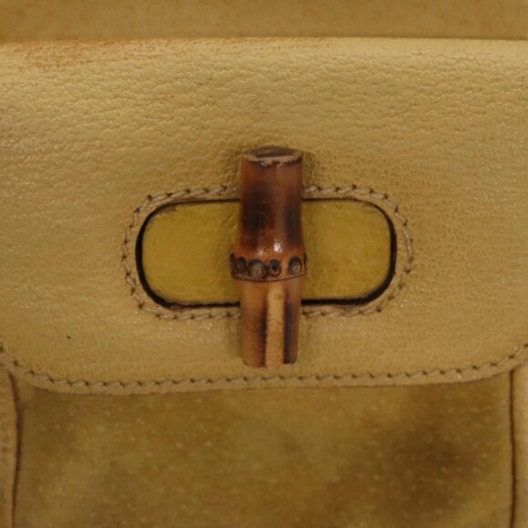 GUCCI Bamboo Backpack Suede Leather Yellow Gold 003 2058 0030 Auth bs19589 main image 10